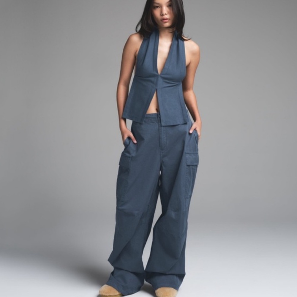 NWT SKIMS OUTDOOR WOVEN WIDE LEG PANT Size M | Indigo